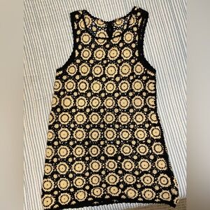 Free People Black and Cream Crochet Mini Dress